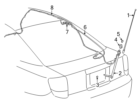 2000 Toyota Celica Pole Sub-Assy, Pull Top Antenna Diagram for 86309-20300