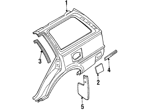 1988 Toyota Corolla Moulding, Quarter, Outside RH Diagram for 75651-13070