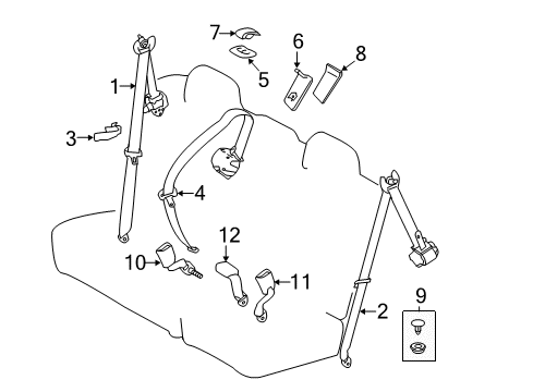 2014 Toyota Highlander Belt Assembly, Rear NO.2 S Diagram for 73580-0E050-B0