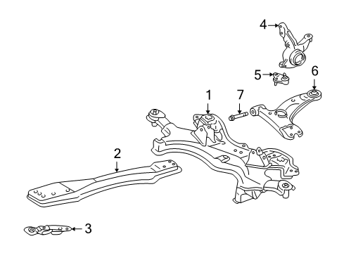 2004 Toyota Matrix Front Suspension, Control Arm, Stabilizer Bar Diagram 2 - Thumbnail