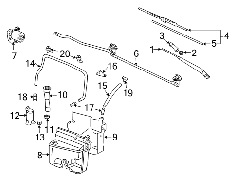 1998 Toyota Land Cruiser Motor And Bracket Assy, Rear Wiper Diagram for 85080-60170