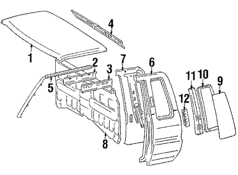 1986 Toyota Pickup Rail, Roof Side, Inner LH Diagram for 61232-89109