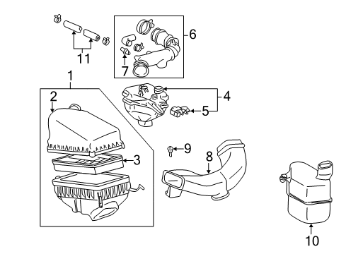 1997 Toyota Camry Inlet Assembly, Air CLEA Diagram for 17750-74061