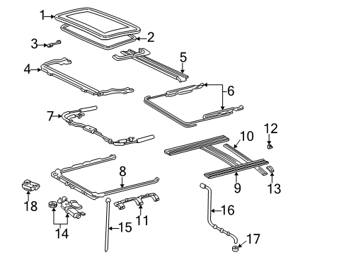 2003 Toyota Sequoia Bracket, Sliding Roof Housing Side Mounting, LH Diagram for 61284-0C011