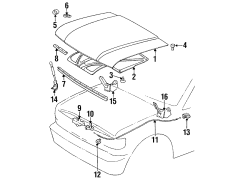 1996 Toyota Land Cruiser Hood & Components, Body Diagram