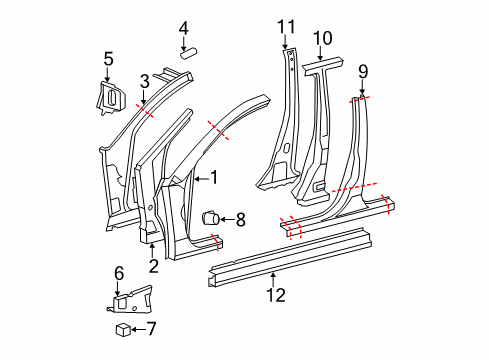 2009 Toyota Avalon Gusset, Front Pillar Upper Corner, RH Diagram for 61141-AC010