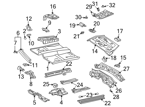 2003 Toyota Prius Reinforcement, Center Floor Panel Diagram for 58213-47020