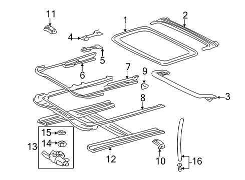 2001 Toyota Sienna Bracket, Sliding Roof Housing Front Mounting, LH Diagram for 63241-45010