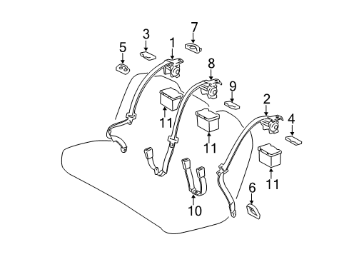 2012 Toyota Avalon Cover, Rear Seat Shoulder Belt Diagram for 73373-AA020-C0