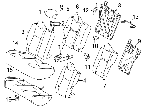 2017 Toyota Corolla Rear Seat Back Cover, Right (For Separate Type) Diagram for 71077-0ZC50-C3