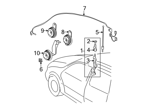 1998 Toyota Sienna Horn Assy, High Pitched Diagram for 86510-08010