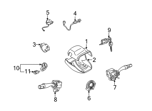 2001 Toyota Highlander Shroud, Switches & Levers Diagram