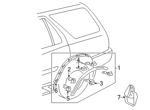 1997 Toyota 4Runner Moulding, Quarter Panel Wheel Opening, RH Diagram for 75087-35020