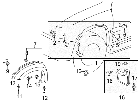 1998 Toyota 4Runner Extension, Front Wheel Opening RH Diagram for 53845-35010