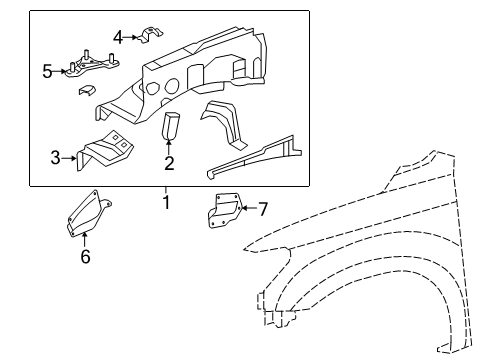 2019 Toyota Sequoia Apron Sub-Assy, Front Fender, LH Diagram for 53702-0C201