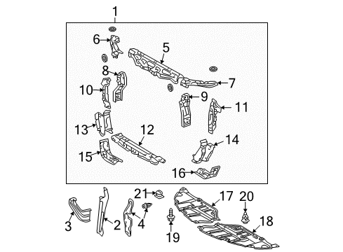 2007 Toyota Solara Radiator Support, Splash Shields Diagram