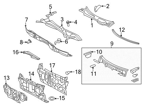 2014 Toyota Camry Cowl Diagram 1 - Thumbnail