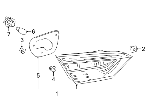 2018 Toyota Camry Lens & Body, Rear Lamp Diagram for 81591-33210