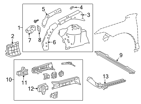 2020 Toyota Avalon Structural Components & Rails Diagram