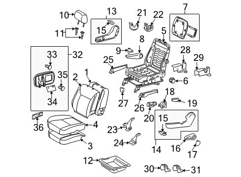 2005 Toyota Sienna Spacer, Vertical Adjuster Diagram for 72477-33030-B0