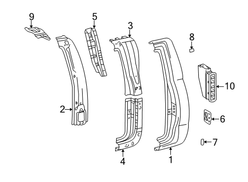 2000 Toyota Tundra Reinforcement, Quarter Lock Pillar, RH Diagram for 61517-0C020