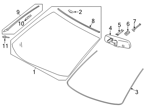 2015 Toyota Highlander Inner Rear View Mirror Assembly Diagram for 87810-AD010