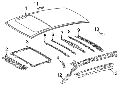 2020 Toyota Highlander Roof & Components Diagram 3 - Thumbnail