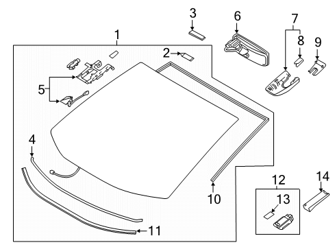 2020 Toyota RAV4 Windshield Glass Diagram 1 - Thumbnail