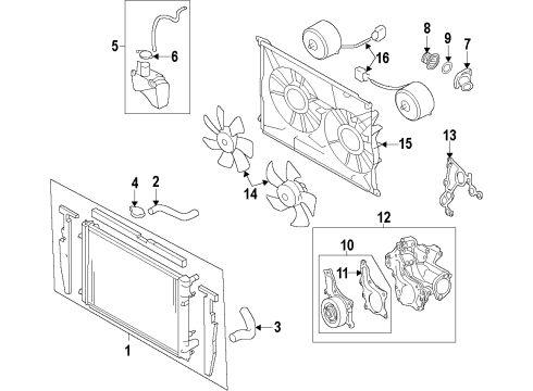 2011 Toyota Sienna Cooling System, Radiator, Water Pump, Cooling Fan Diagram 4 - Thumbnail