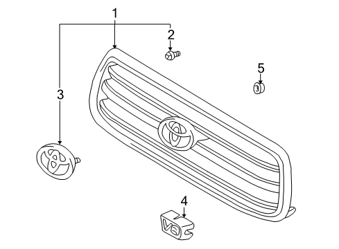 2001 Toyota Tundra Radiator Grille Sub-Assembly Diagram for 53100-0C050-C0