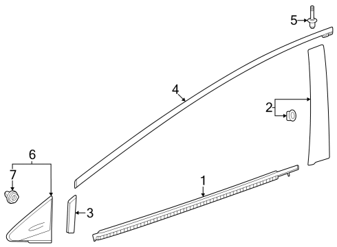 2023 Toyota Prius Exterior Trim - Front Door Diagram