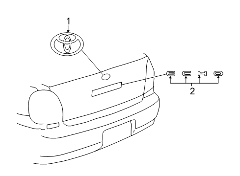 2000 Toyota Echo Nameplate, Rear Diagram for 75444-52040