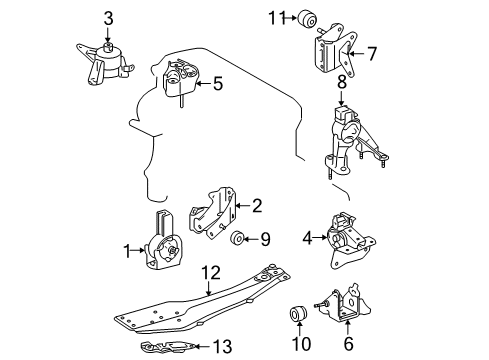 2010 Scion tC Bracket, Engine Mounting, Front Diagram for 12311-28120