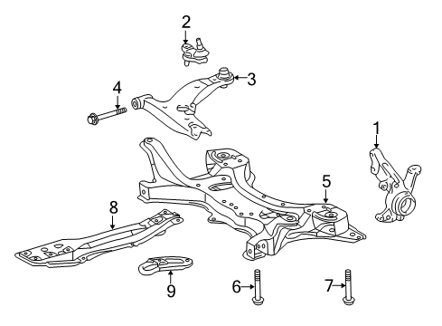 2019 Toyota Corolla Front Suspension, Control Arm, Stabilizer Bar Diagram 1 - Thumbnail