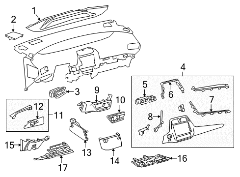 2018 Toyota Prius Cluster & Switches, Instrument Panel Diagram 5 - Thumbnail