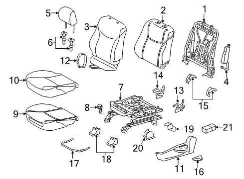 2015 Toyota Prius V Front Seat Cushion Cover, Left(For Separate Type) Diagram for 71072-47690-B3