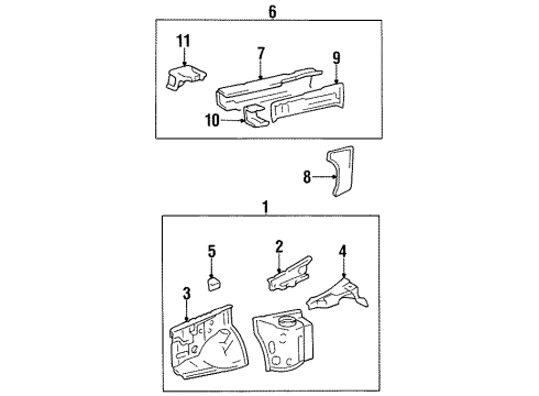 1997 Toyota Tercel Structural Components & Rails Diagram