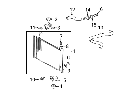 2004 Toyota Prius Radiator & Components Diagram 1 - Thumbnail