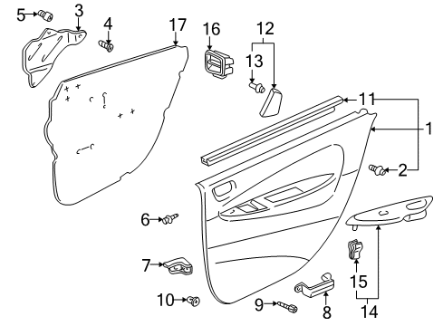 2001 Toyota Prius Garnish, Rear Door Rear Guide Bracket, LH Diagram for 67488-47020-B0