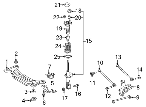 2014 Toyota Camry Shock Absorber Assembly Rear Right Diagram for 48530-09Y10