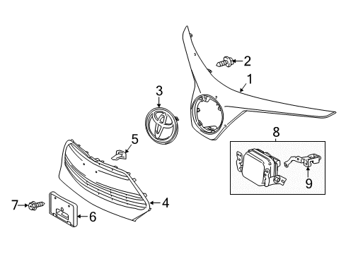 2017 Toyota Corolla Grille & Components Diagram 2 - Thumbnail