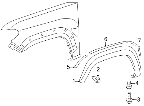 2021 Toyota Tacoma Pad, Front Wheel Opening Diagram for 53853-04070