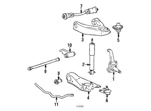 1986 Toyota Van Front Suspension, Control Arm Diagram 1 - Thumbnail