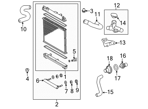 2008 Toyota Yaris Radiator & Components Diagram