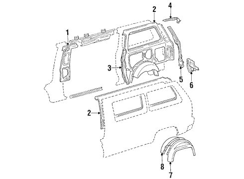 1987 Toyota Van Panel Sub-Assembly, Quarter, Inner RH Diagram for 61703-28914