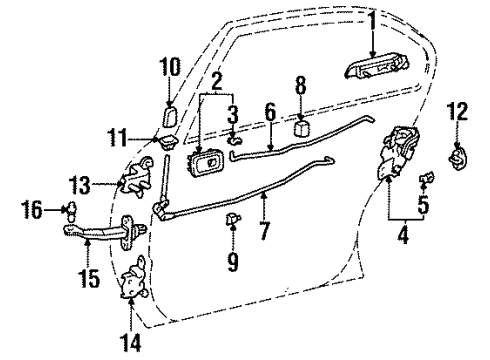 1997 Toyota Tercel Rear Door Lock Assembly, Right Diagram for 69050-16111