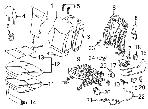 2015 Toyota Prius Plug-In Knob, Power Seat Switch Diagram for 84921-60160-B3