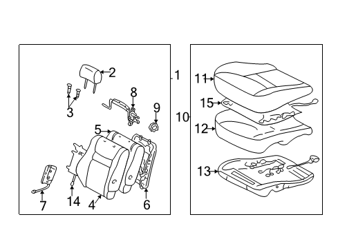 2003 Toyota Camry Front Seat Components Diagram 2 - Thumbnail