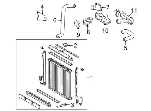 2008 Toyota Sequoia Seal, Radiator To Support Diagram for 16561-0S010