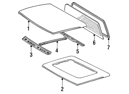 1988 Toyota MR2 Roof & Components Diagram